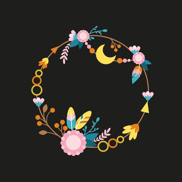 평면 디자인 boho 프레임 디자인