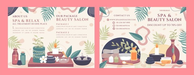 Flat design boho spa treatment brochure template