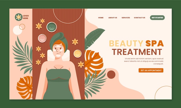 Free vector flat design boho spa treatment landing page template