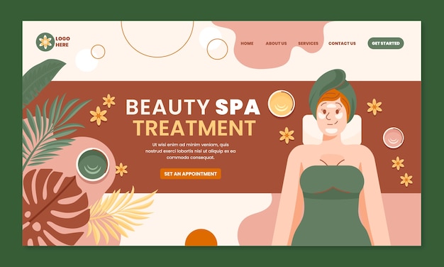 Free vector flat design boho spa treatment landing page