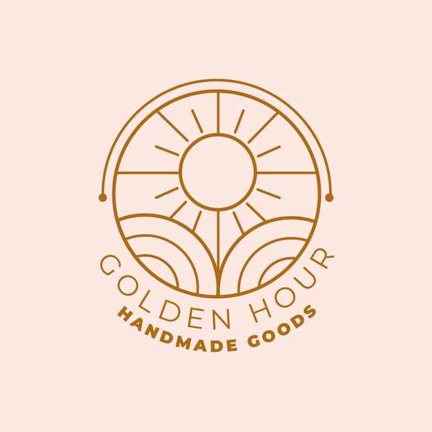 Vettore gratuito logo del sole boho design piatto