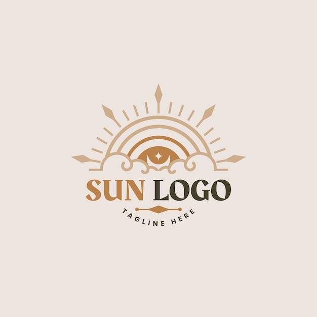 평면 디자인 boho 태양 로고