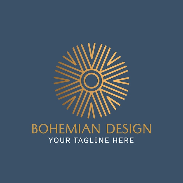 Logo del sole boho design piatto