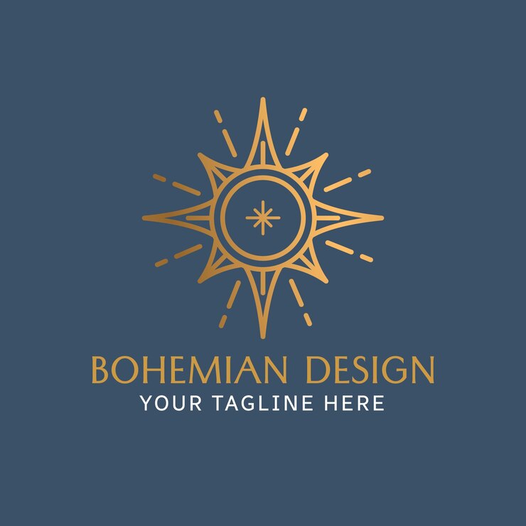 무료 Vector 평면 디자인 boho 태양 로고