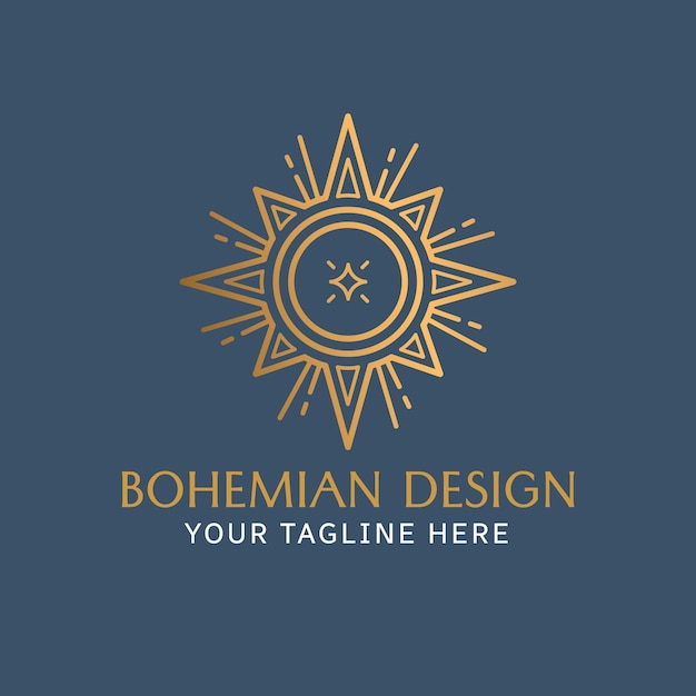 Free vector flat design boho sun logo