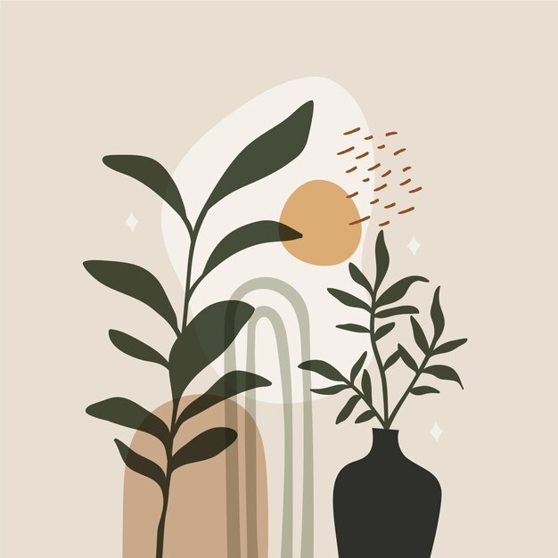 Flat design boho wall art illustration