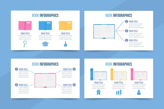 Flat design book infographics template