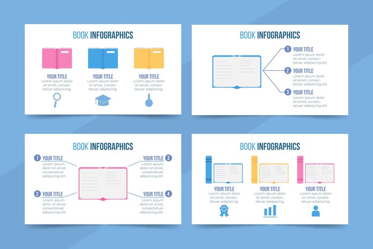Free Vector flat design book infographics template
