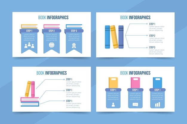 Free vector flat design book infographics