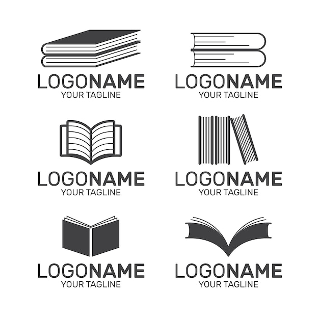 Flat design book logo collection