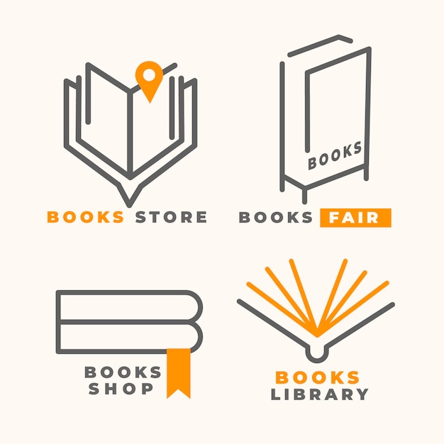 Flat design book logo collection