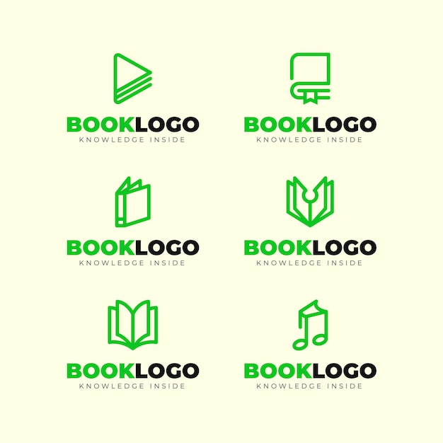 Free vector flat design book logo pack