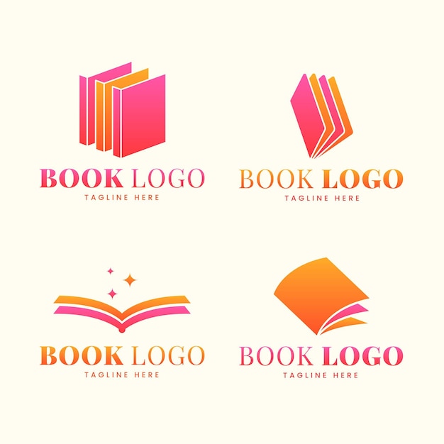 Vettore gratuito set di logo del libro design piatto