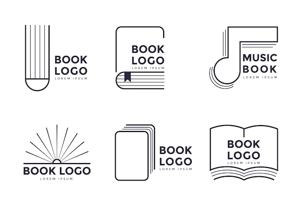 Vettore gratuito set di logo del libro design piatto