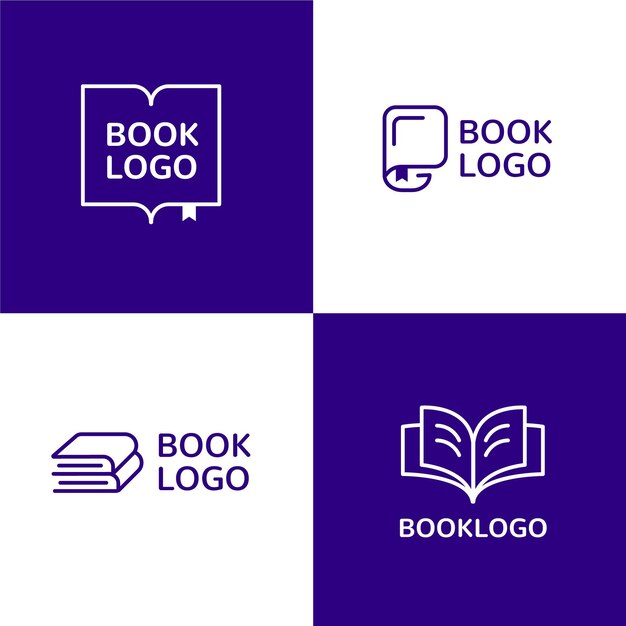 Flat design book logo templates set