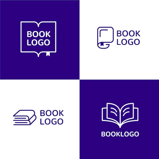 Flat design book logo templates set
