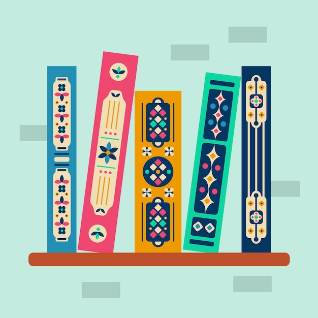 Free vector flat design book spine illustration