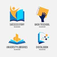 Free vector flat design book universe logo collection