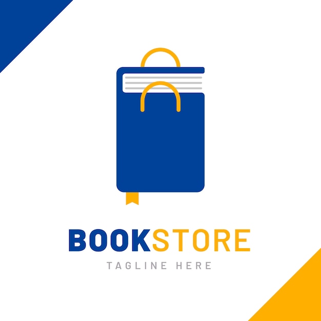 Flat design bookstore logo template