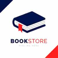 Бесплатное векторное изображение Шаблон логотипа книжного магазина с плоским дизайном