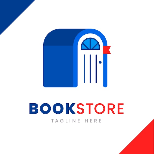 フラットなデザインの書店のロゴのテンプレート