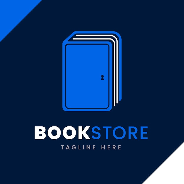 Flat design bookstore logo template