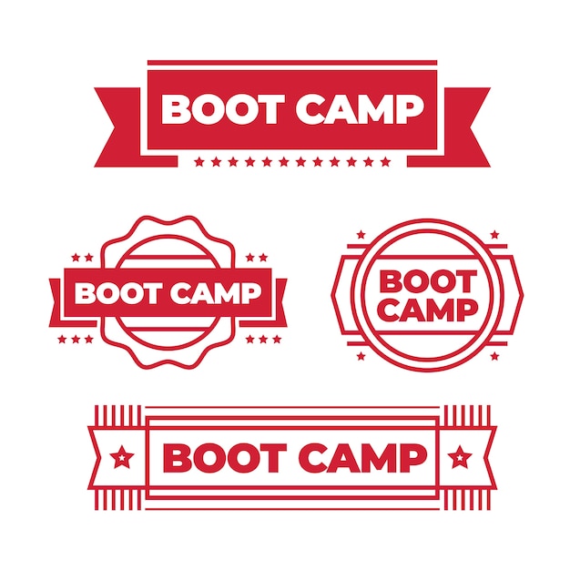 Flat design boot camp labels set