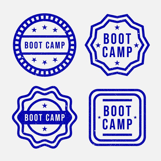 Flat design boot camp labels