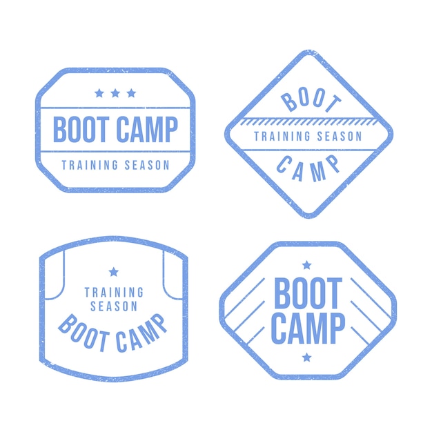 Free vector flat design boot camp labels