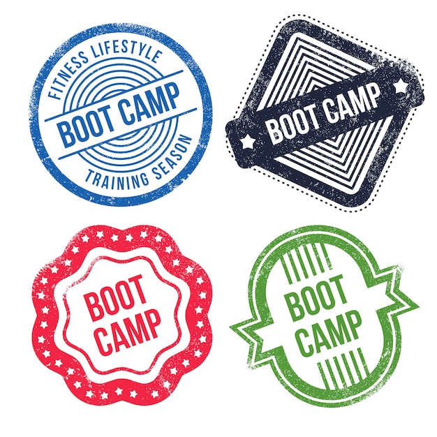 Flat design boot camp labels