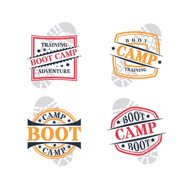 Free Vector flat design boot camp stamps