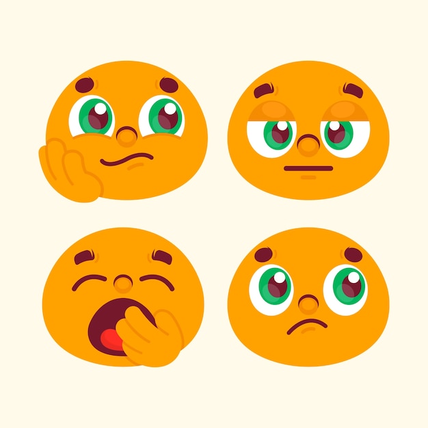 Flat design bored  emoji illustration