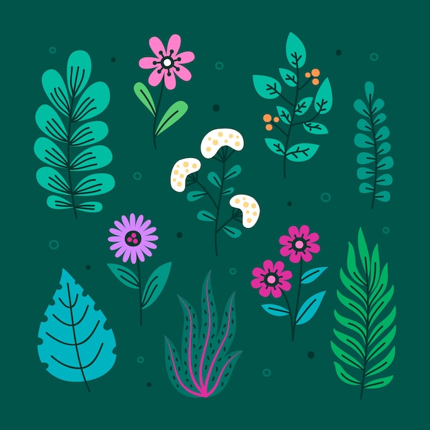 Flat design botanical garden ellement collection