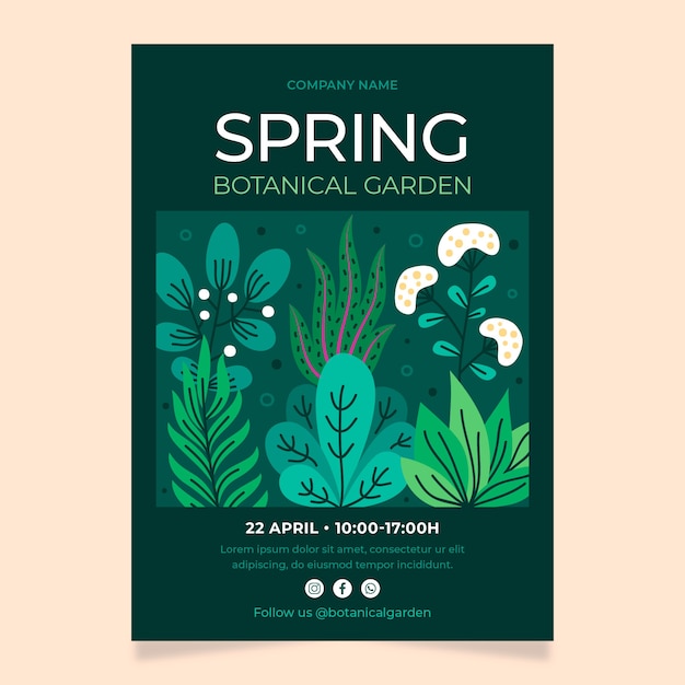 무료 벡터 평면 디자인 식물원 포스터