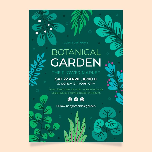 평면 디자인 식물원 포스터