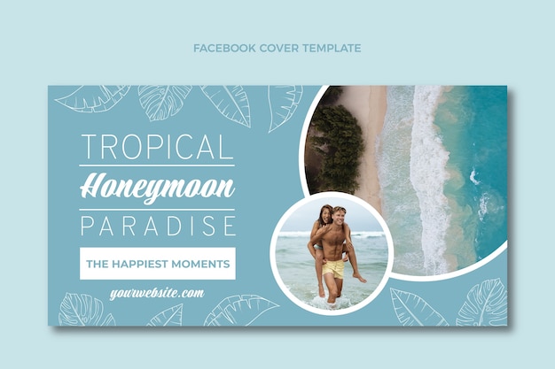 Free vector flat design botanical honeymoon facebook post