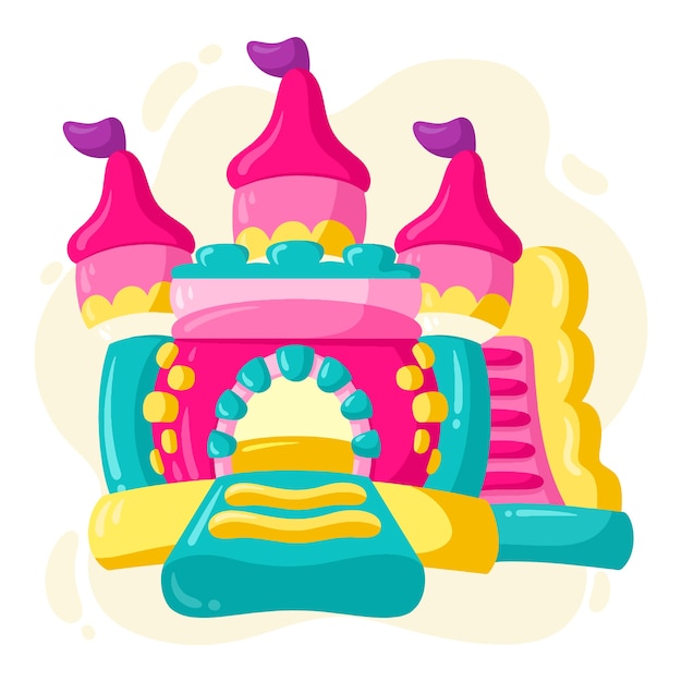 Flat design bounce house illustration