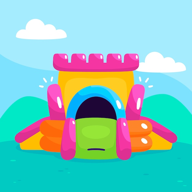 Flat design bounce house illustration