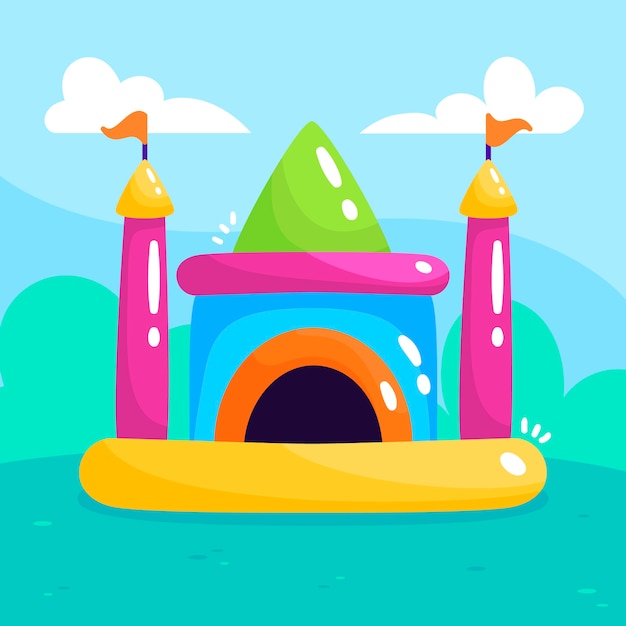 Flat design bounce house illustration