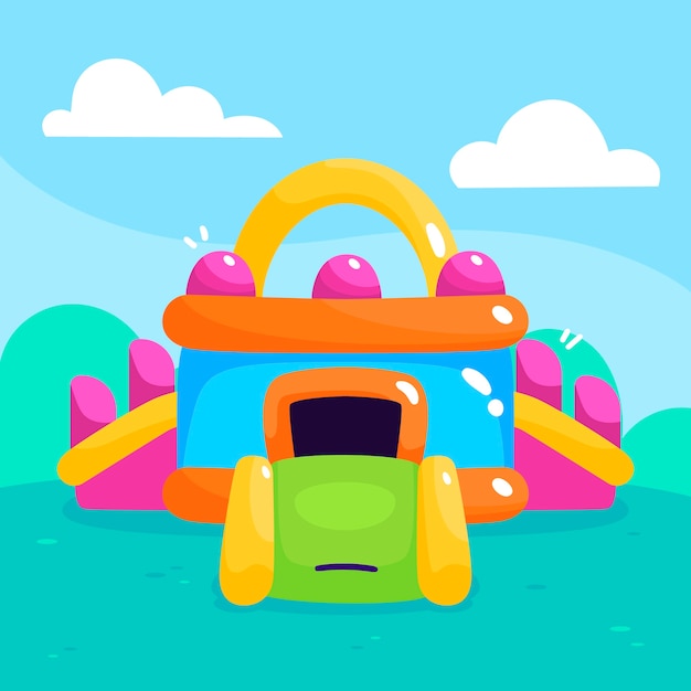 Flat design bounce house illustration