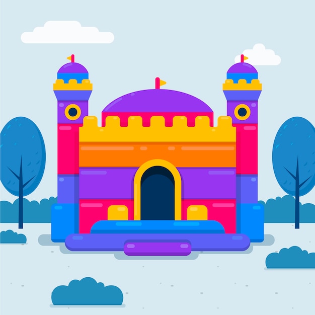 Flat design bounce house logo