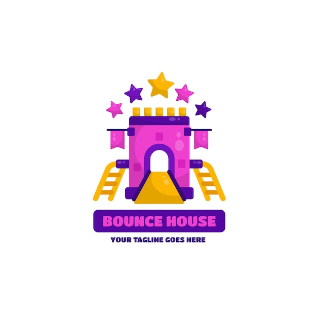 Free vector flat design bounce house logo