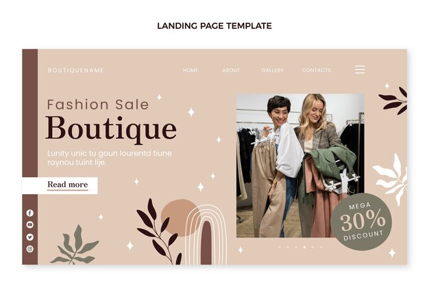 Flat design boutique landing page