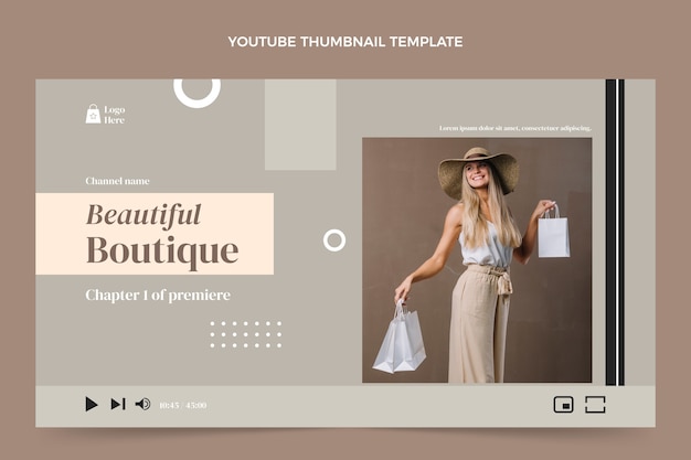 Vettore gratuito miniatura di youtube della boutique di design piatto