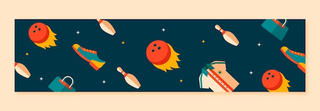 Flat design bowling game twitch banner