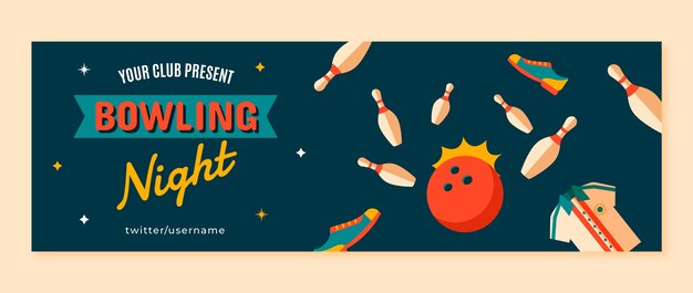 Flat design bowling game  twitter header