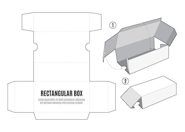 flat design of box die cut template
