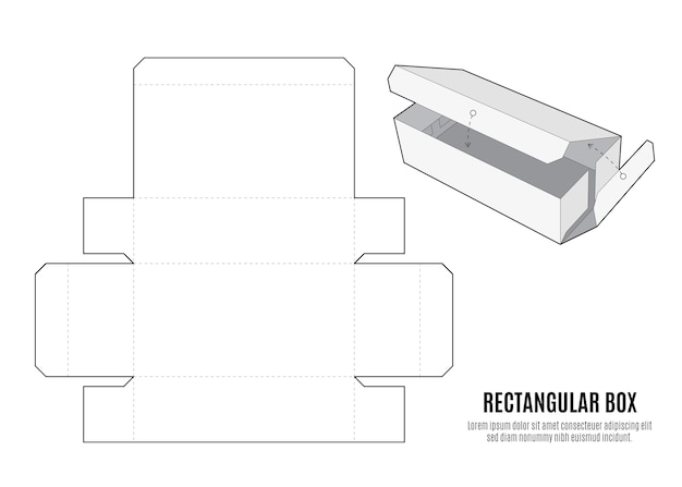 Flat design of box die cut template