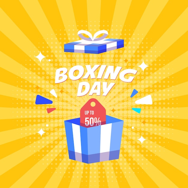 Flat design boxing day banner background