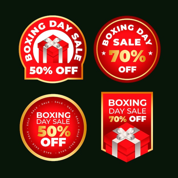 Flat design boxing day sale badge collection